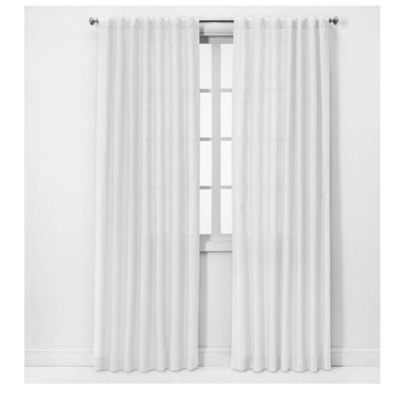 Threshold White Linen Single Light Filtering Curtain Panel 54" x 84" NEW - Picture 1 of 10